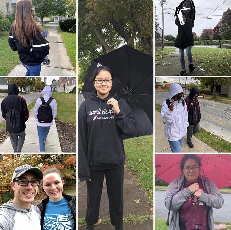 Collage of 7 photos showing participants of the Out of the Darkness Walk from home.